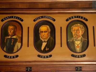 Le pareti sono arricchite dai volti dipinti dei presidenti di Provincia che si sono avvicendati dal 1861 fino al 2009